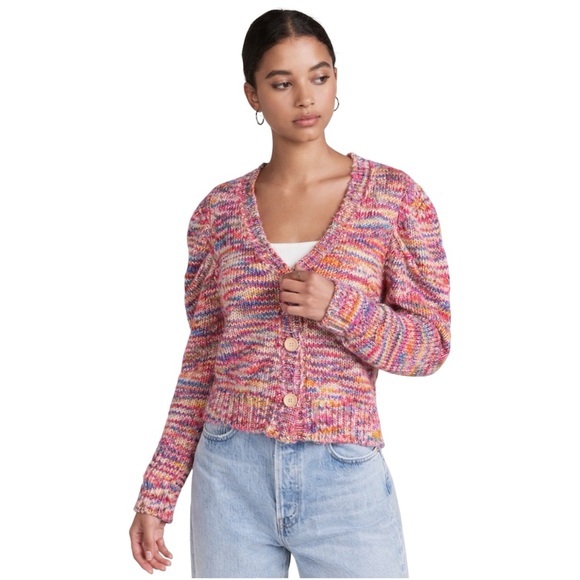 En Saison Sweaters - En Saison Rainbow Marl Knit Cropped Cardigan Sweater XS Multicolor Chunky